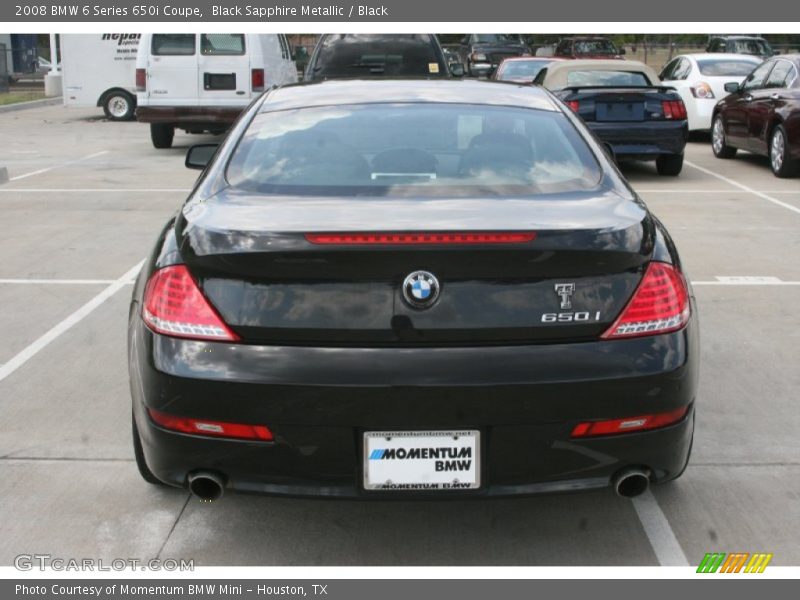 Black Sapphire Metallic / Black 2008 BMW 6 Series 650i Coupe