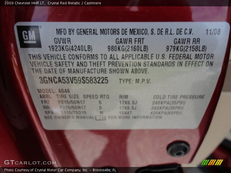 Crystal Red Metallic / Cashmere 2009 Chevrolet HHR LT