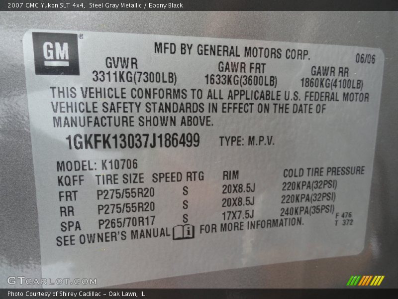 Steel Gray Metallic / Ebony Black 2007 GMC Yukon SLT 4x4