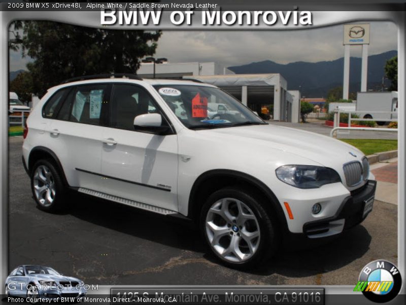 Alpine White / Saddle Brown Nevada Leather 2009 BMW X5 xDrive48i