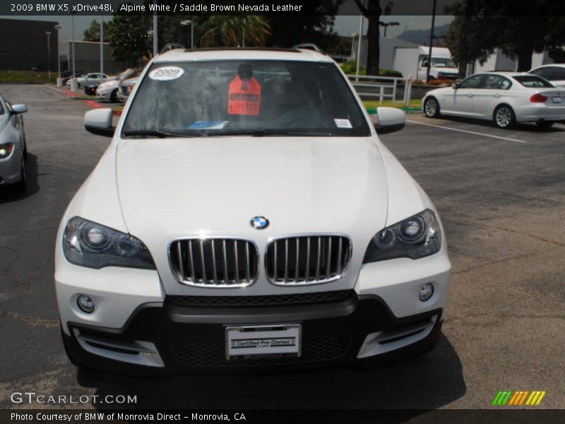 Alpine White / Saddle Brown Nevada Leather 2009 BMW X5 xDrive48i