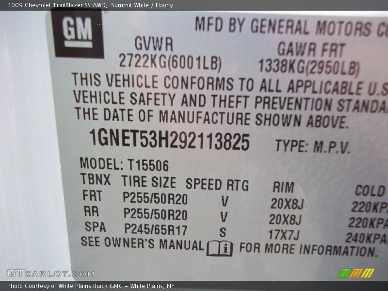 Summit White / Ebony 2009 Chevrolet TrailBlazer SS AWD