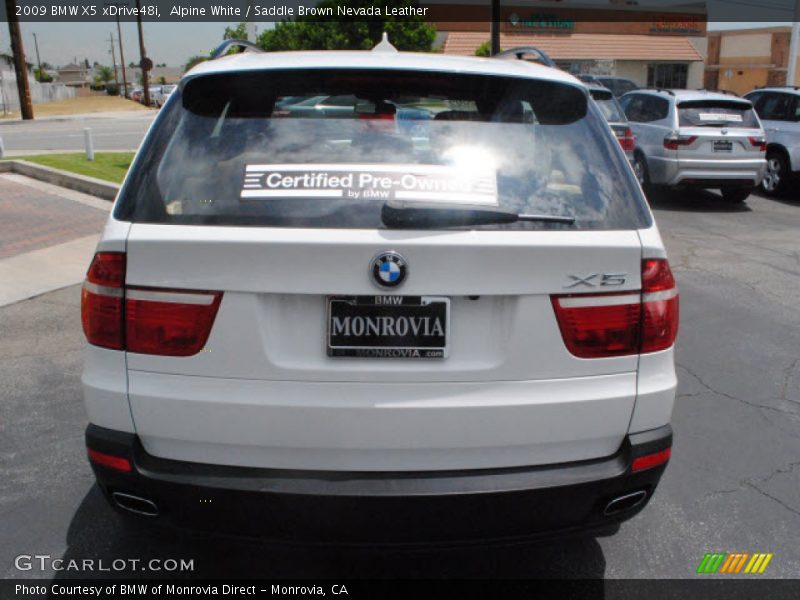 Alpine White / Saddle Brown Nevada Leather 2009 BMW X5 xDrive48i