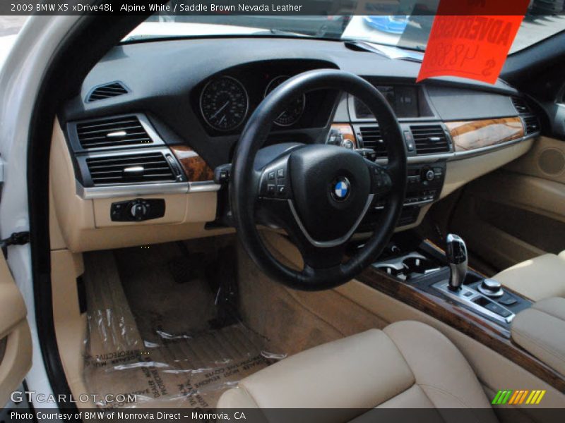 Alpine White / Saddle Brown Nevada Leather 2009 BMW X5 xDrive48i