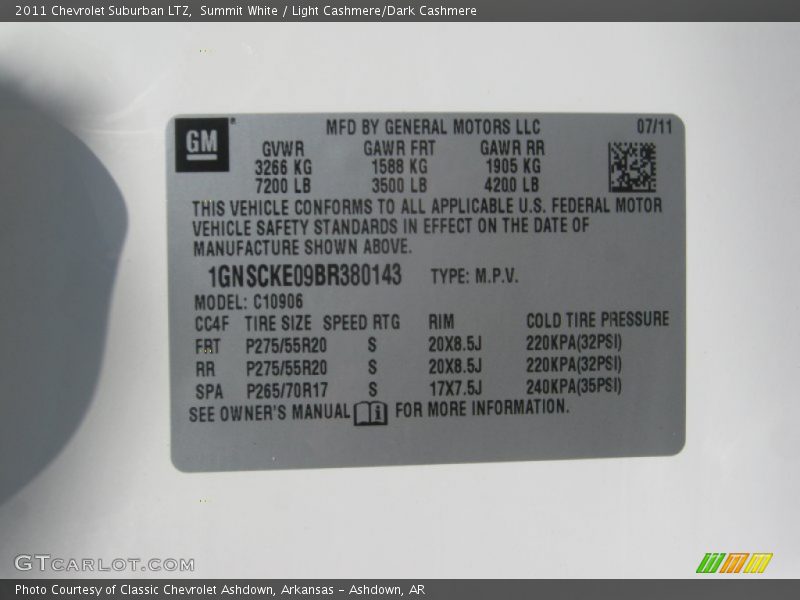 Summit White / Light Cashmere/Dark Cashmere 2011 Chevrolet Suburban LTZ