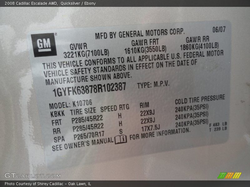 Quicksilver / Ebony 2008 Cadillac Escalade AWD