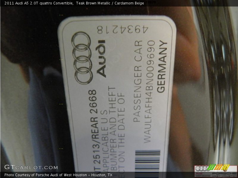 Teak Brown Metallic / Cardamom Beige 2011 Audi A5 2.0T quattro Convertible