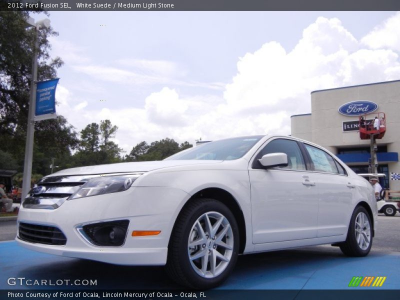 White Suede / Medium Light Stone 2012 Ford Fusion SEL