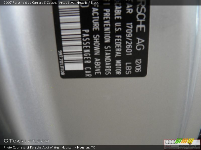 Arctic Silver Metallic / Black 2007 Porsche 911 Carrera S Coupe
