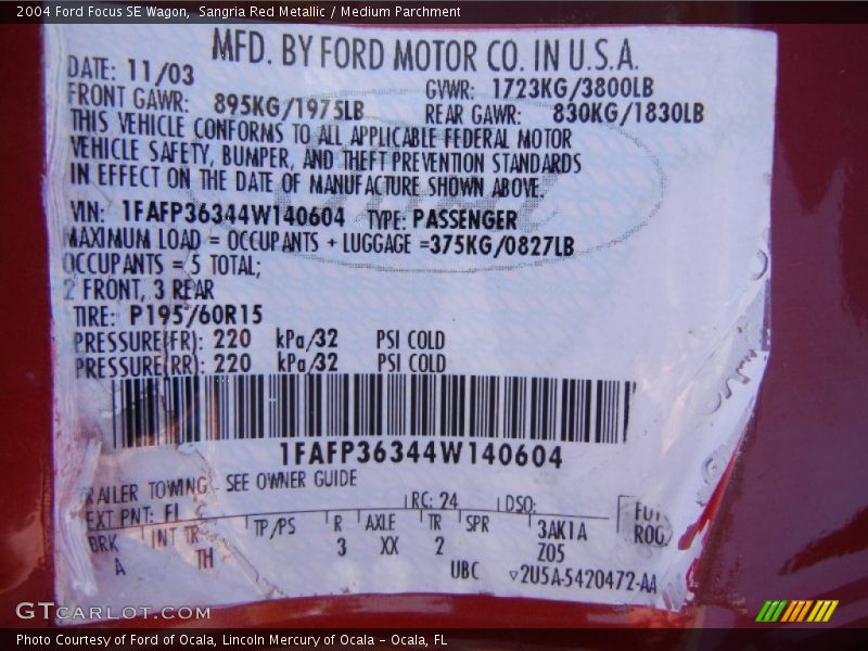 Sangria Red Metallic / Medium Parchment 2004 Ford Focus SE Wagon