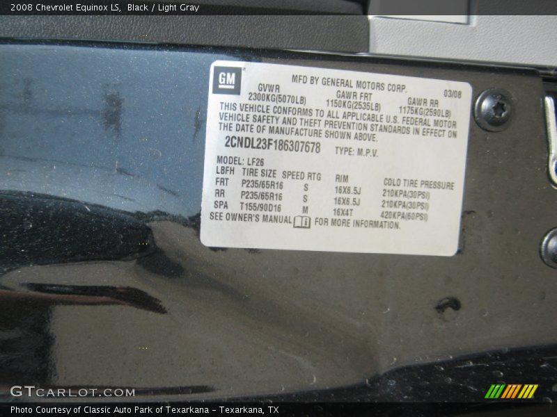 Black / Light Gray 2008 Chevrolet Equinox LS