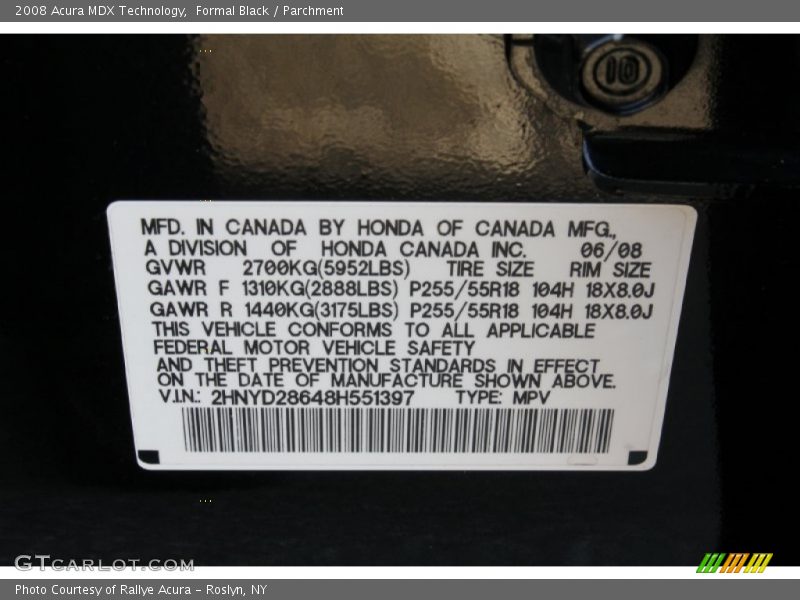 Formal Black / Parchment 2008 Acura MDX Technology