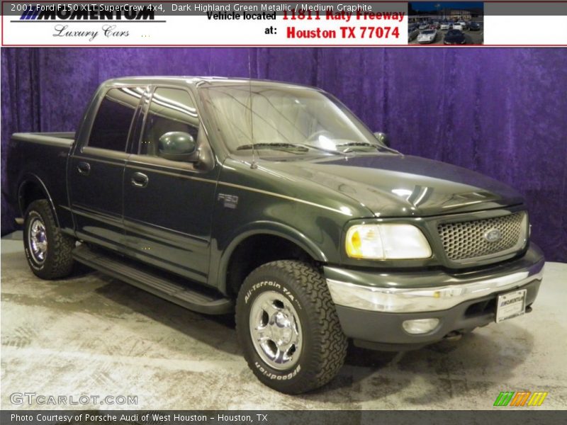 Dark Highland Green Metallic / Medium Graphite 2001 Ford F150 XLT SuperCrew 4x4