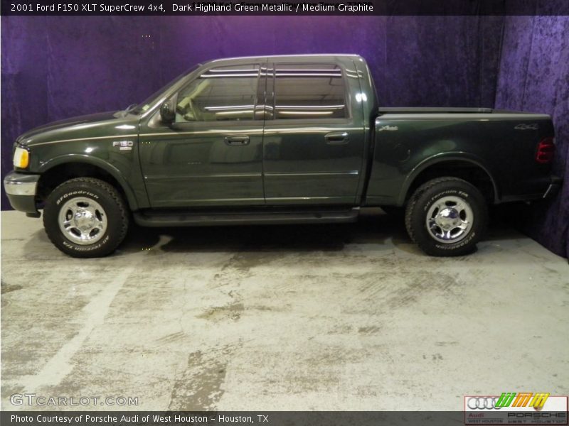 Dark Highland Green Metallic / Medium Graphite 2001 Ford F150 XLT SuperCrew 4x4
