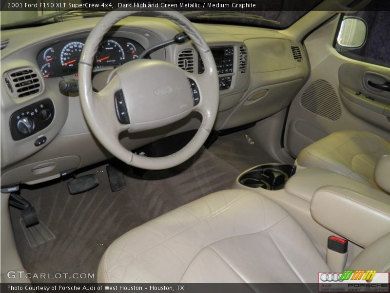 Dark Highland Green Metallic / Medium Graphite 2001 Ford F150 XLT SuperCrew 4x4
