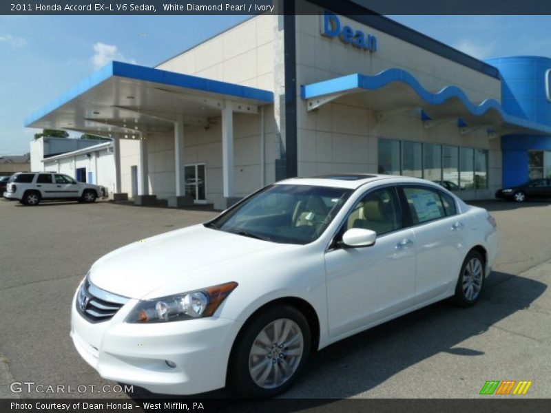 White Diamond Pearl / Ivory 2011 Honda Accord EX-L V6 Sedan