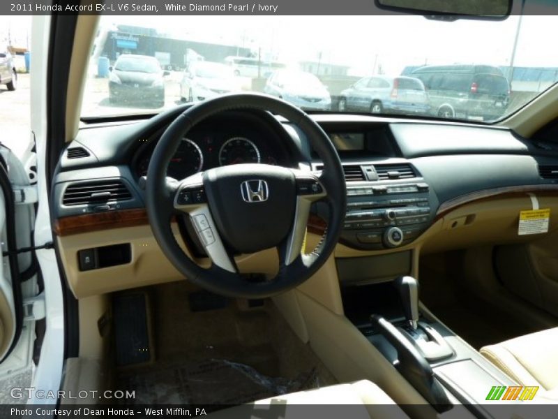 White Diamond Pearl / Ivory 2011 Honda Accord EX-L V6 Sedan