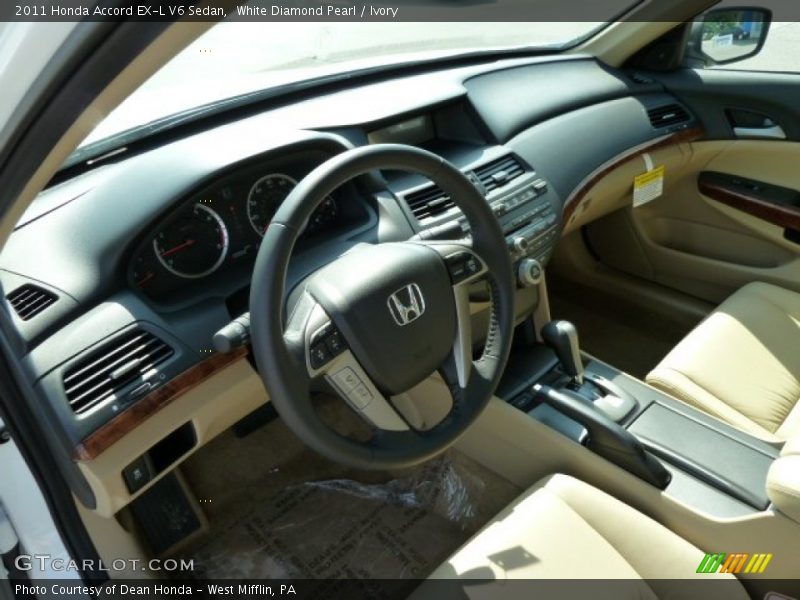 White Diamond Pearl / Ivory 2011 Honda Accord EX-L V6 Sedan