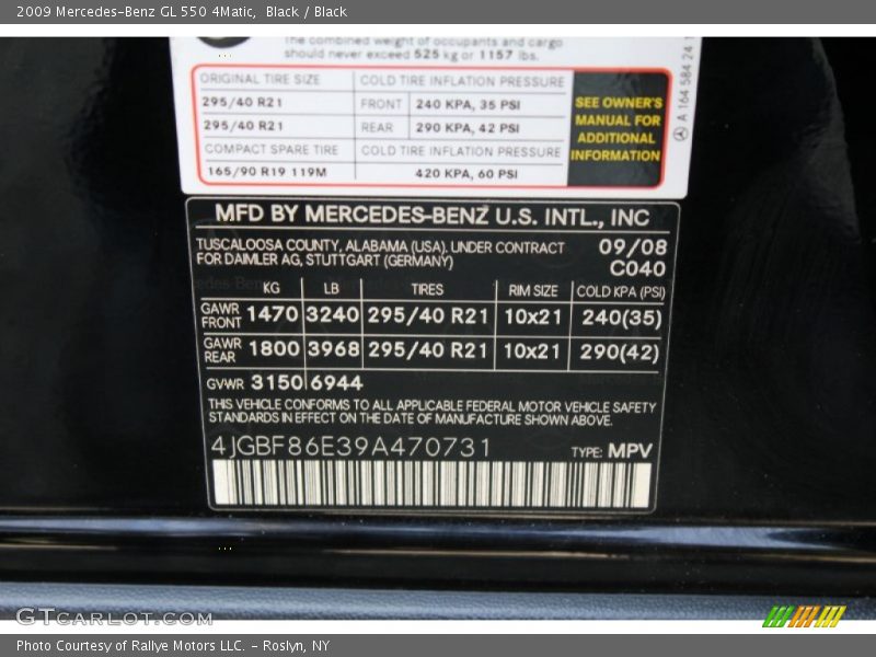 Black / Black 2009 Mercedes-Benz GL 550 4Matic