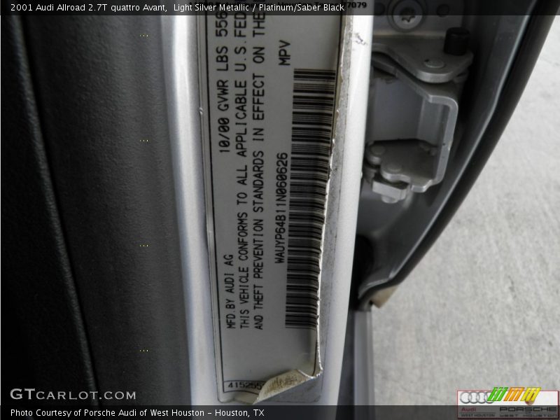 Light Silver Metallic / Platinum/Saber Black 2001 Audi Allroad 2.7T quattro Avant