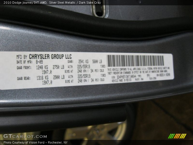 Silver Steel Metallic / Dark Slate Gray 2010 Dodge Journey SXT AWD