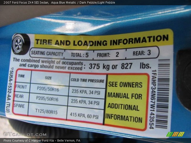 Aqua Blue Metallic / Dark Pebble/Light Pebble 2007 Ford Focus ZX4 SES Sedan