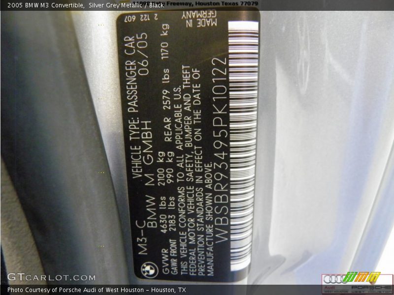 Silver Grey Metallic / Black 2005 BMW M3 Convertible