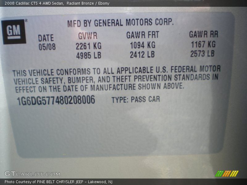 Radiant Bronze / Ebony 2008 Cadillac CTS 4 AWD Sedan