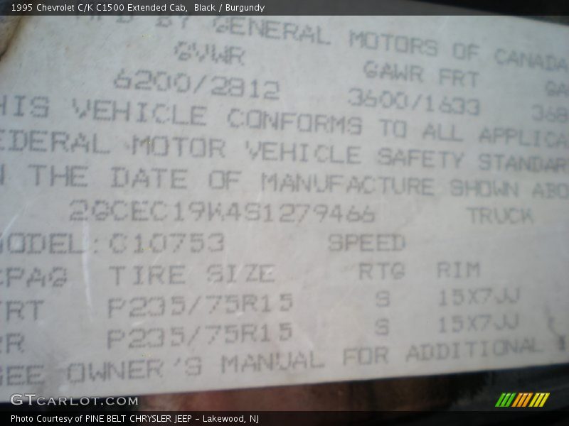 Black / Burgundy 1995 Chevrolet C/K C1500 Extended Cab