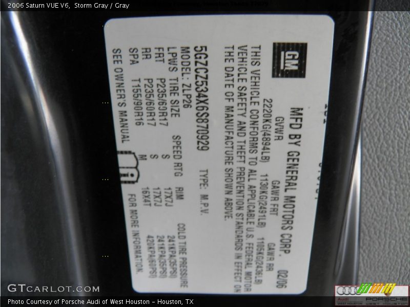 Storm Gray / Gray 2006 Saturn VUE V6