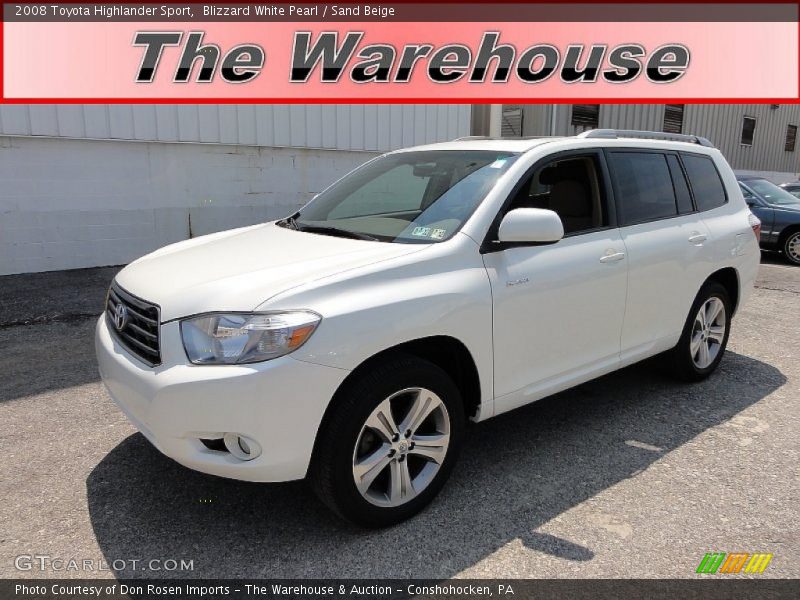 Blizzard White Pearl / Sand Beige 2008 Toyota Highlander Sport
