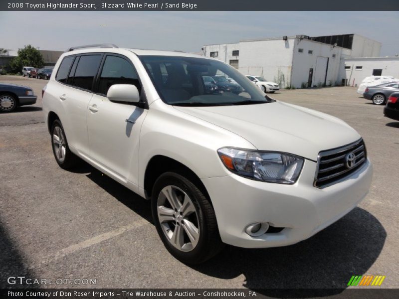 Blizzard White Pearl / Sand Beige 2008 Toyota Highlander Sport