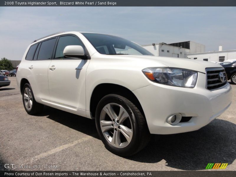 Blizzard White Pearl / Sand Beige 2008 Toyota Highlander Sport