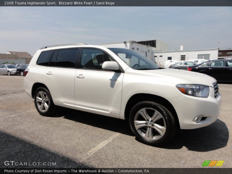 Blizzard White Pearl / Sand Beige 2008 Toyota Highlander Sport