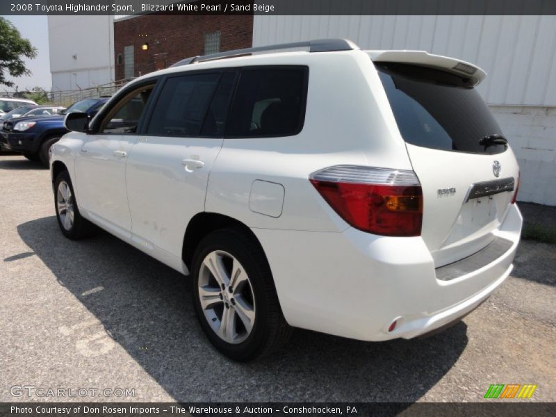 Blizzard White Pearl / Sand Beige 2008 Toyota Highlander Sport
