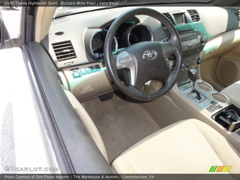 Blizzard White Pearl / Sand Beige 2008 Toyota Highlander Sport