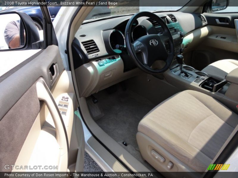 Blizzard White Pearl / Sand Beige 2008 Toyota Highlander Sport