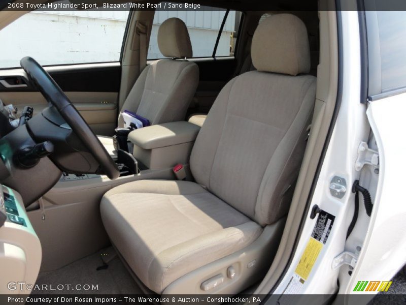 Blizzard White Pearl / Sand Beige 2008 Toyota Highlander Sport