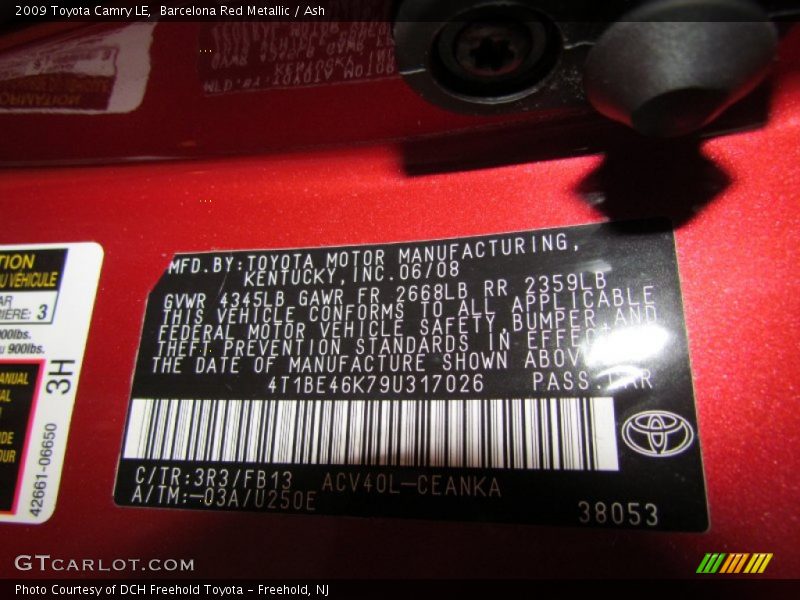Barcelona Red Metallic / Ash 2009 Toyota Camry LE