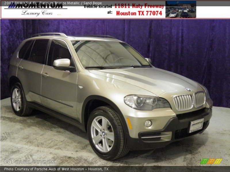 Platinum Bronze Metallic / Sand Beige 2007 BMW X5 4.8i