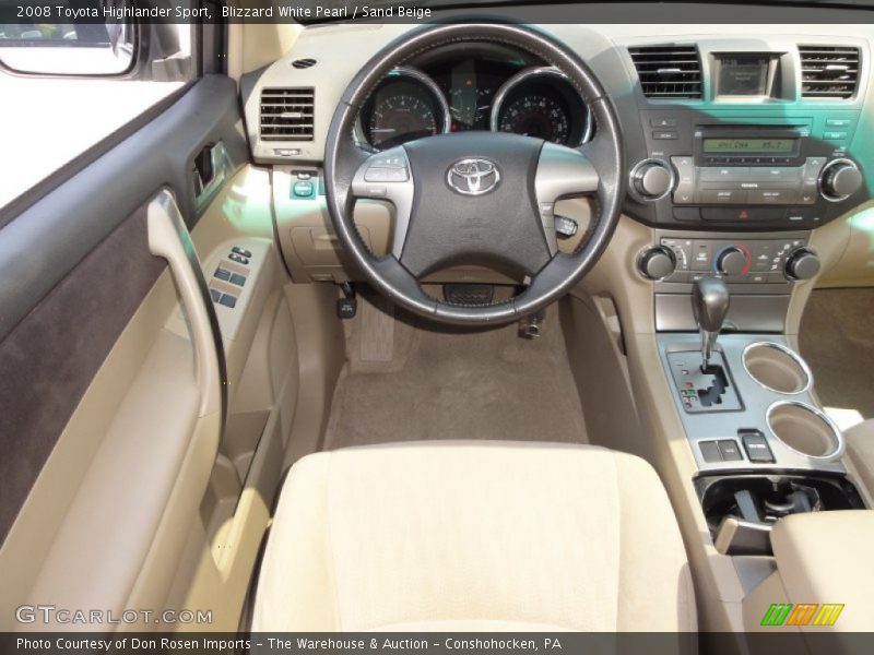 Blizzard White Pearl / Sand Beige 2008 Toyota Highlander Sport