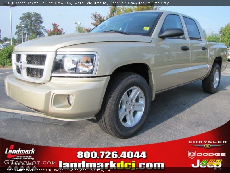 White Gold Metallic / Dark Slate Gray/Medium Slate Gray 2011 Dodge Dakota Big Horn Crew Cab