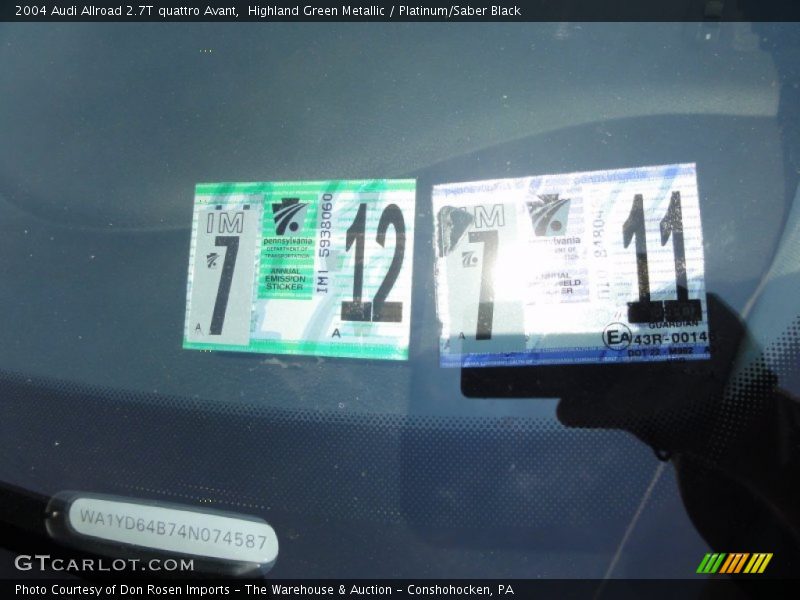Highland Green Metallic / Platinum/Saber Black 2004 Audi Allroad 2.7T quattro Avant