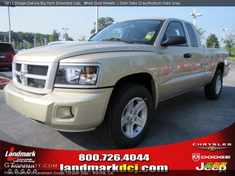 White Gold Metallic / Dark Slate Gray/Medium Slate Gray 2011 Dodge Dakota Big Horn Extended Cab