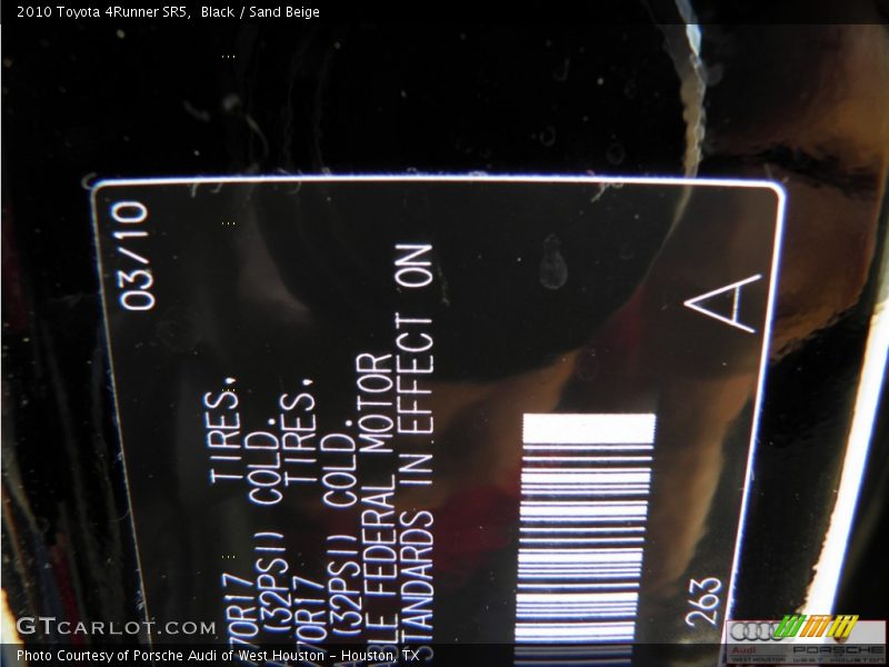 Black / Sand Beige 2010 Toyota 4Runner SR5