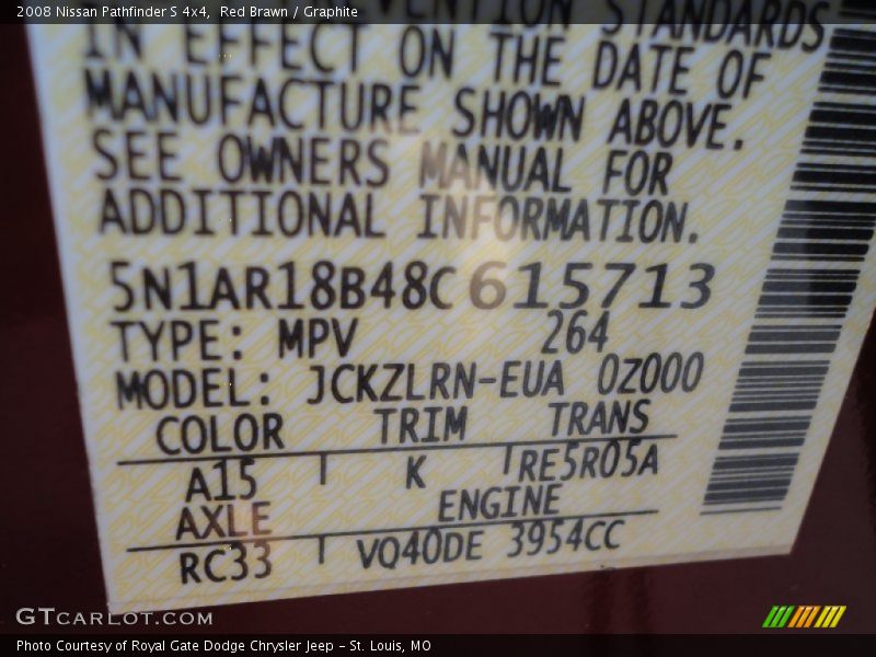 Red Brawn / Graphite 2008 Nissan Pathfinder S 4x4