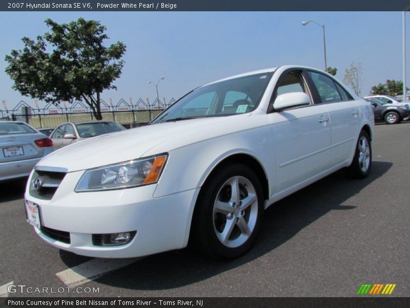 Powder White Pearl / Beige 2007 Hyundai Sonata SE V6