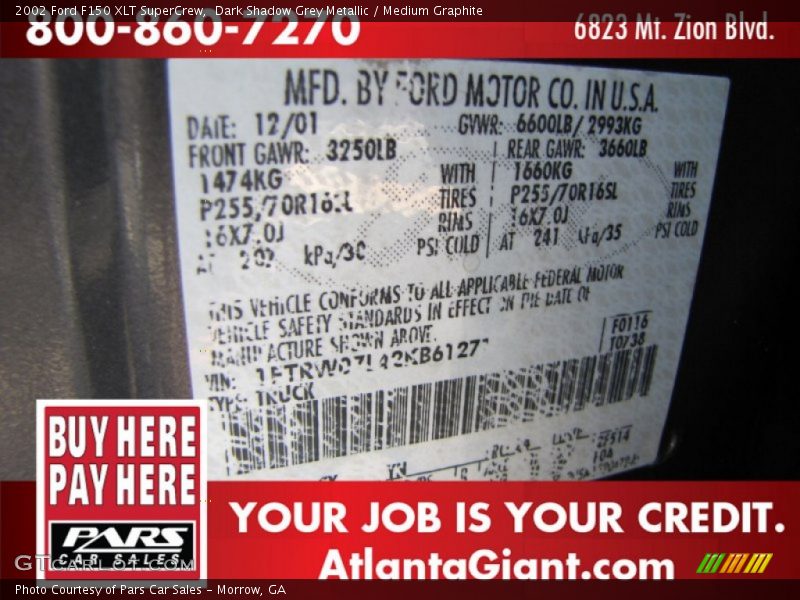 Dark Shadow Grey Metallic / Medium Graphite 2002 Ford F150 XLT SuperCrew