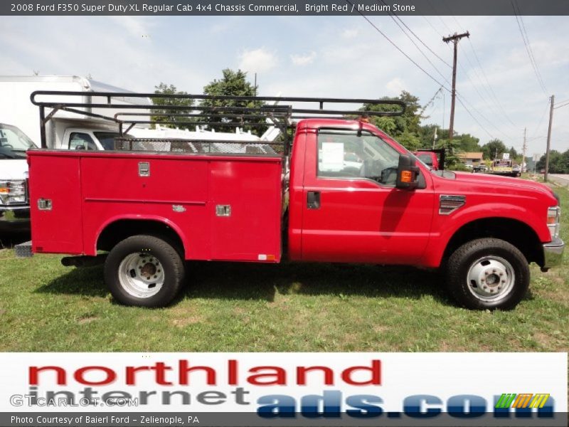 Bright Red / Medium Stone 2008 Ford F350 Super Duty XL Regular Cab 4x4 Chassis Commercial
