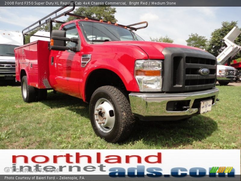 Bright Red / Medium Stone 2008 Ford F350 Super Duty XL Regular Cab 4x4 Chassis Commercial